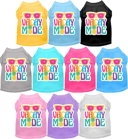 Colorful 'Vacay Mode' pet shirts for cats and dogs