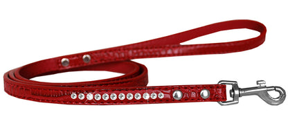 Dog, Puppy & Pet Designer Croc Leash, "One Row Clear Crystal"