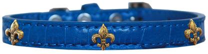 Dog, Puppy & Pet Designer Croc Widget Collar, "Bronze Fleur De Lis"