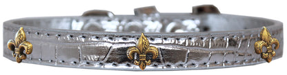 Dog, Puppy & Pet Designer Croc Widget Collar, "Bronze Fleur De Lis"