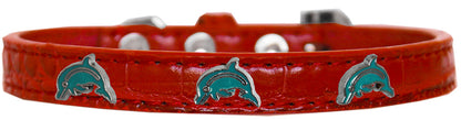 Collar con widget de cocodrilo de diseño para perros, cachorros y mascotas, "Delfines"