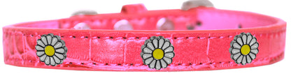 Collar con widget de cocodrilo de diseño para perros, cachorros y mascotas, "Margaritas blancas"