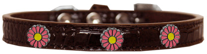 Dog, Puppy & Pet Designer Croc Widget Collar, "Pink Daisies"