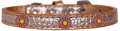 Dog, Puppy & Pet Designer Croc Widget Collar, "Pink Daisies"