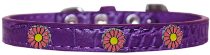 Dog, Puppy & Pet Designer Croc Widget Collar, "Pink Daisies"