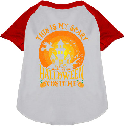 Red pet raglan shirt with Halloween design