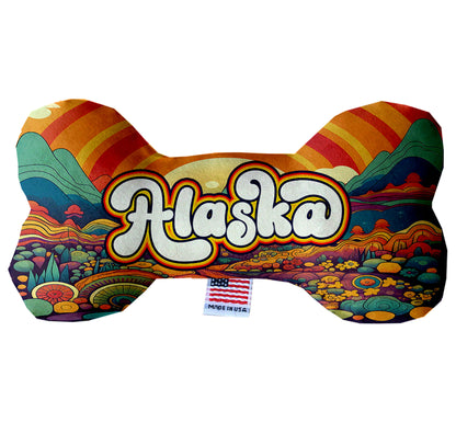 Juguetes de hueso de felpa para mascotas y perros, "Montañas de Alaska" (Juego 2 de 2 opciones de juguetes del estado de Alaska, ¡disponibles en diferentes opciones de patrones!)