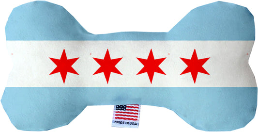 Chicago flag plush dog bone toy with stars