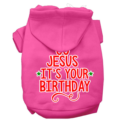 Christmas Pet Dog & Cat Hoodie Screen Printed, "Go Jesus, It's Your Birthday"