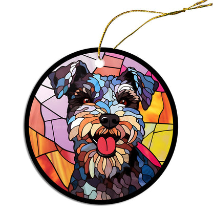 Dog Breed Christmas Ornament Stained Glass Style, "Miniature Schnauzer"