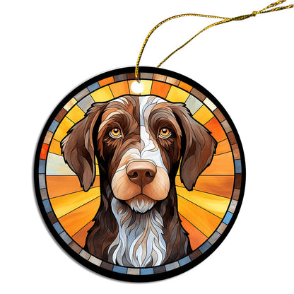 Dog Breed Christmas Ornament Stained Glass Style, "Pointer"