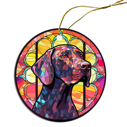 Dog Breed Christmas Ornament Stained Glass Style, "Pointer"