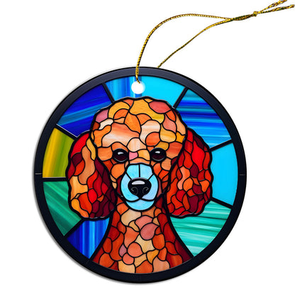 Dog Breed Christmas Ornament Stained Glass Style, "Poodle"