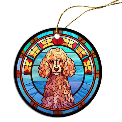 Dog Breed Christmas Ornament Stained Glass Style, "Poodle"