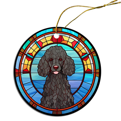 Dog Breed Christmas Ornament Stained Glass Style, "Poodle"