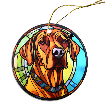 Dog Breed Christmas Ornament Stained Glass Style, "Rhodesian Ridgeback"