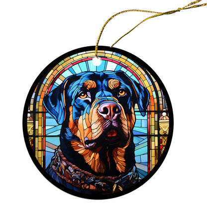 Dog Breed Christmas Ornament Stained Glass Style, "Rottweiler"