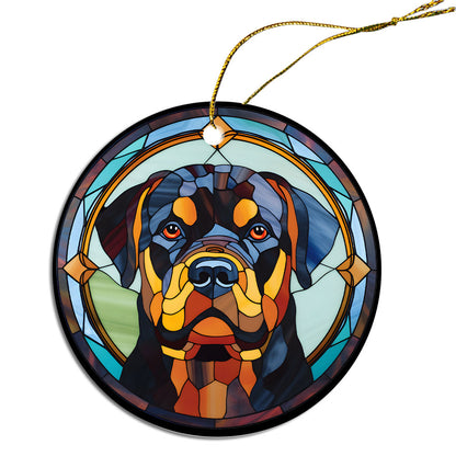 Dog Breed Christmas Ornament Stained Glass Style, "Rottweiler"