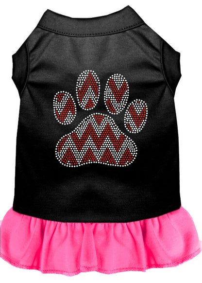 Christmas Pet Dog & Cat Dress Rhinestone, "Candy Cane Chevron Paw"