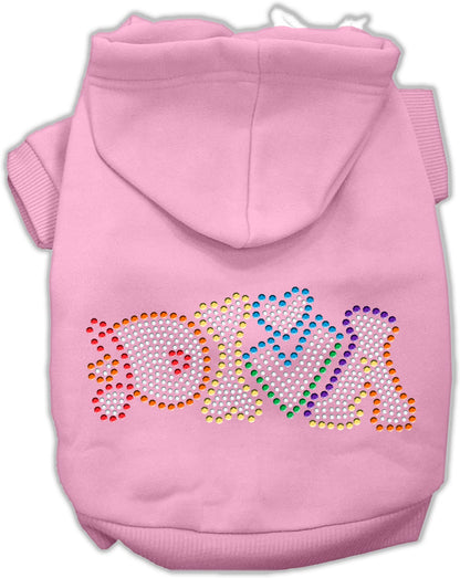 Sudadera con capucha para mascotas, perros y gatos con diamantes de imitación, "Technicolor Diva"