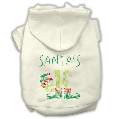 Sudadera con capucha navideña para mascotas, perros y gatos con diamantes de imitación, "Elfo de Santa"