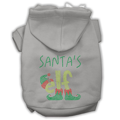 Sudadera con capucha navideña para mascotas, perros y gatos con diamantes de imitación, "Elfo de Santa"