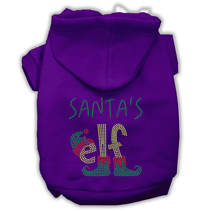 Sudadera con capucha navideña para mascotas, perros y gatos con diamantes de imitación, "Elfo de Santa"