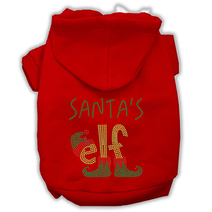 Sudadera con capucha navideña para mascotas, perros y gatos con diamantes de imitación, "Elfo de Santa"