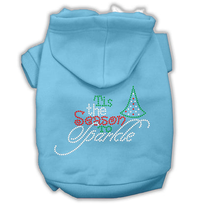 Sudadera con capucha navideña para mascotas, perros y gatos con diamantes de imitación, "Tis The Season To Sparkle"