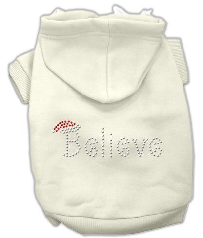 Sudadera con capucha navideña para perros y gatos con diamantes de imitación, "Believe"