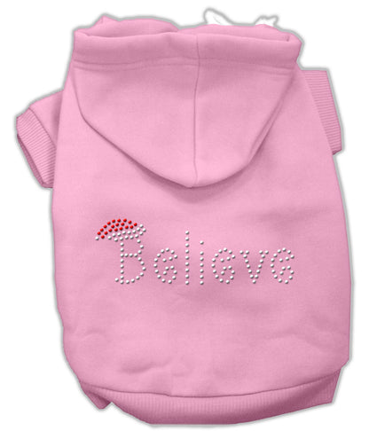 Sudadera con capucha navideña para perros y gatos con diamantes de imitación, "Believe"