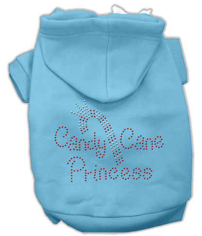 Sudadera con capucha navideña para perros y gatos con diamantes de imitación, "Princesa del bastón de caramelo"