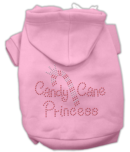 Sudadera con capucha navideña para perros y gatos con diamantes de imitación, "Princesa del bastón de caramelo"