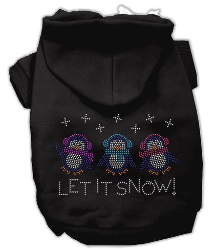 Sudadera con capucha navideña para perros y gatos con diamantes de imitación, "Let It Snow Penguins"