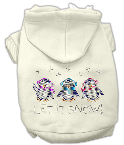 Sudadera con capucha navideña para perros y gatos con diamantes de imitación, "Let It Snow Penguins"