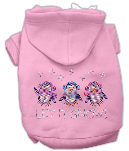 Sudadera con capucha navideña para perros y gatos con diamantes de imitación, "Let It Snow Penguins"