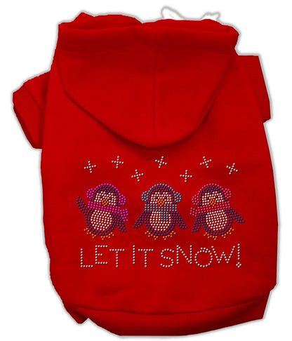 Sudadera con capucha navideña para perros y gatos con diamantes de imitación, "Let It Snow Penguins"