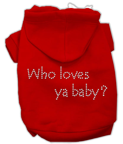 Pet, Dog & Cat Hoodie Rhinestone, "Who Loves Ya Baby?"