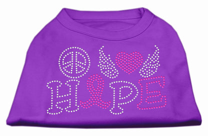 Pet Dog & Cat Shirt Rhinestone, "Peace Love Hope Breast Cancer Awareness"