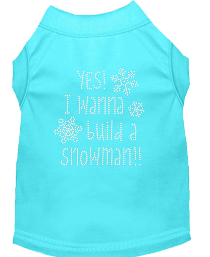 Christmas Pet Dog & Cat Shirt Rhinestone, "Yes, I Want to Build a Snowman"