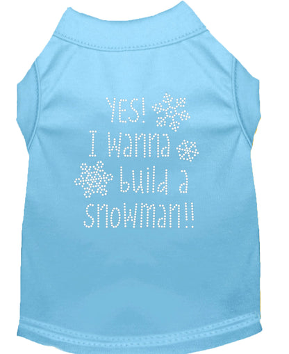 Christmas Pet Dog & Cat Shirt Rhinestone, "Yes, I Want to Build a Snowman"