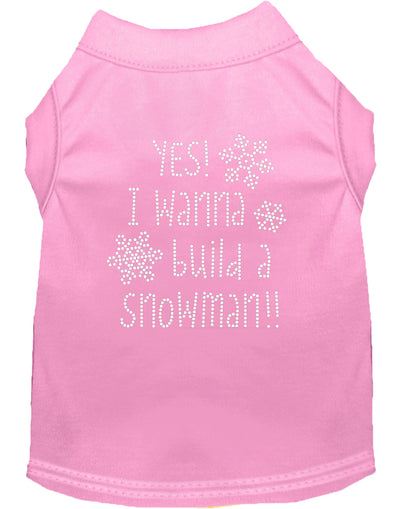 Christmas Pet Dog & Cat Shirt Rhinestone, "Yes, I Want to Build a Snowman"