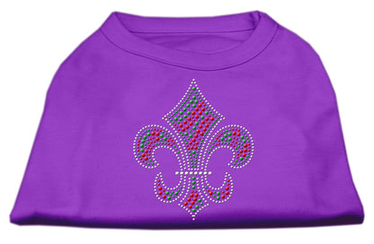 Camisa navideña para perros y gatos con diamantes de imitación, "Holiday Fleur De Lis"