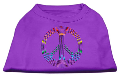 Pet Dog & Cat Shirt Rhinestone, "Rainbow Peace Sign"