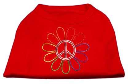 Pet Dog & Cat Shirt Rhinestone, "Rainbow Flower Peace Sign"