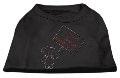 Camisa navideña para perros y gatos con diamantes de imitación, "Santa Stop Here"