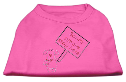 Camisa navideña para perros y gatos con diamantes de imitación, "Santa Stop Here"