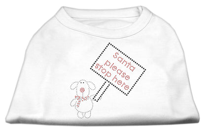 Camisa navideña para perros y gatos con diamantes de imitación, "Santa Stop Here"