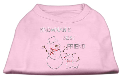 Camisa navideña para perros y gatos con diamantes de imitación, "El mejor amigo del muñeco de nieve"