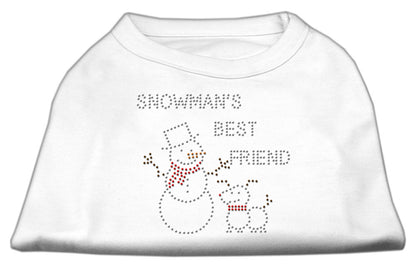 Camisa navideña para perros y gatos con diamantes de imitación, "El mejor amigo del muñeco de nieve"